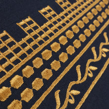 Geometric Blocks - Navy Long Sleeve Linen Cotton Embroidered Men's Shirt