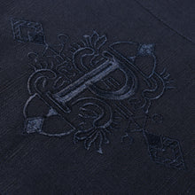Geometric Blocks - Navy Long Sleeve Linen Cotton Embroidered Men's Shirt