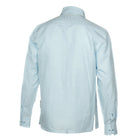 Geometric Blocks - Light Blue Long Sleeve Linen Cotton Embroidered Men's Shirt