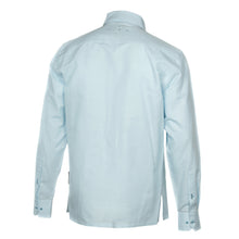 Geometric Blocks - Light Blue Long Sleeve Linen Cotton Embroidered Men's Shirt