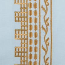 Geometric Blocks - Light Blue Long Sleeve Linen Cotton Embroidered Men's Shirt
