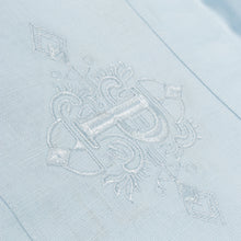 Geometric Blocks - Light Blue Long Sleeve Linen Cotton Embroidered Men's Shirt