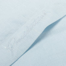 Geometric Blocks - Light Blue Long Sleeve Linen Cotton Embroidered Men's Shirt