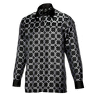 African Circle - Black Men's Long Sleeve Jaquard Woven Formal Shirt