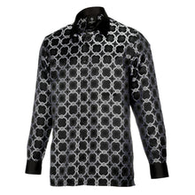 African Circle - Black Men's Long Sleeve Jaquard Woven Formal Shirt