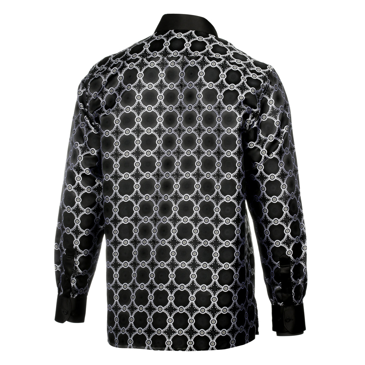 African Circle - Black Men's Long Sleeve Jaquard Woven Formal Shirt