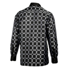 African Circle - Black Men's Long Sleeve Jaquard Woven Formal Shirt