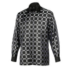 African Circle - Black Men's Long Sleeve Jaquard Woven Formal Shirt