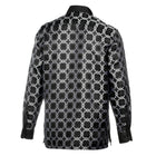 African Circle - Black Men's Long Sleeve Jaquard Woven Formal Shirt