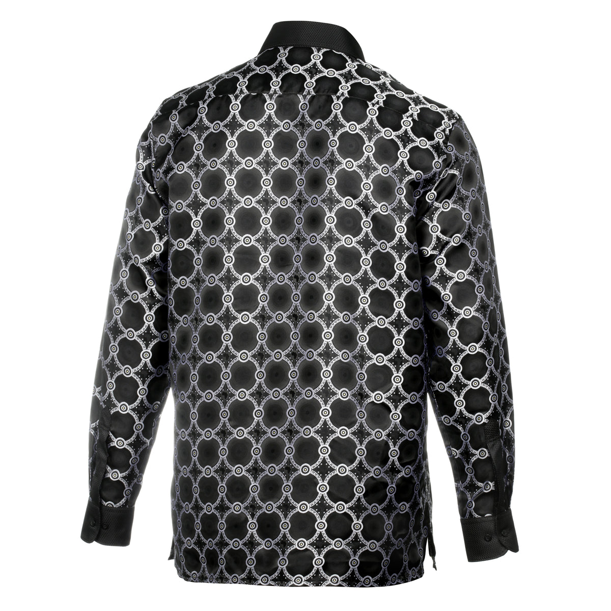 African Circle - Black Men's Long Sleeve Jaquard Woven Formal Shirt