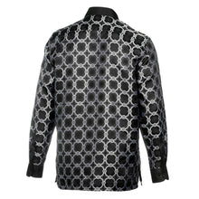 African Circle - Black Men's Long Sleeve Jaquard Woven Formal Shirt