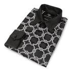 African Circle - Black Men's Long Sleeve Jaquard Woven Formal Shirt