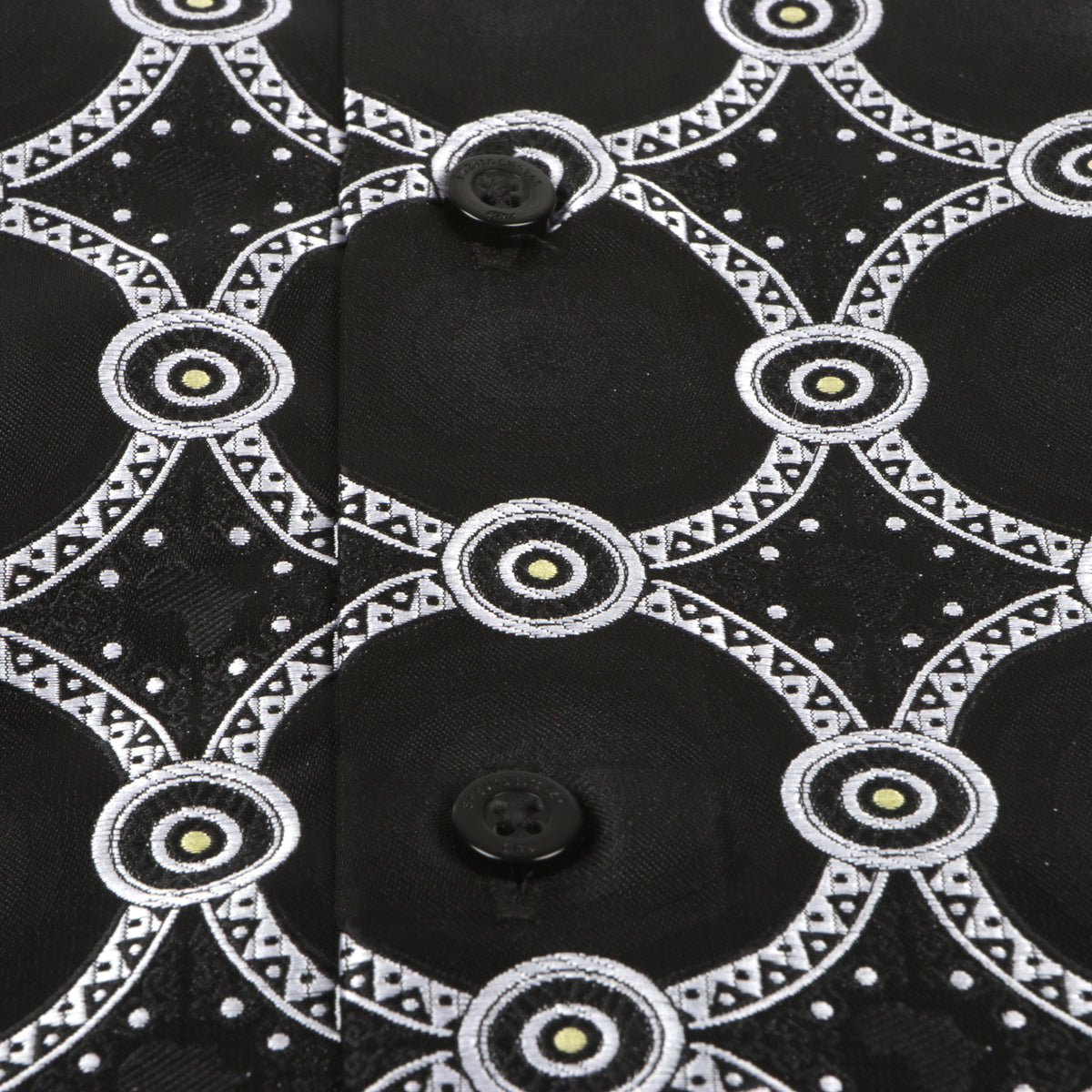 African Circle - Black Men's Long Sleeve Jaquard Woven Formal Shirt