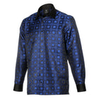 African Circle - Navy Men's Long Sleeve Jaquard Woven Formal Shirt