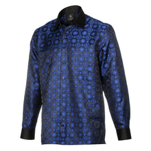 African Circle - Navy Men's Long Sleeve Jaquard Woven Formal Shirt