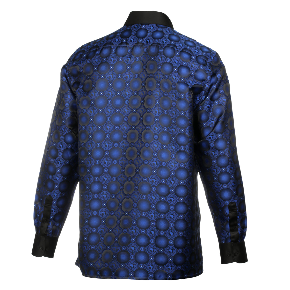 African Circle - Navy Men's Long Sleeve Jaquard Woven Formal Shirt