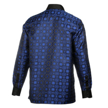 African Circle - Navy Men's Long Sleeve Jaquard Woven Formal Shirt