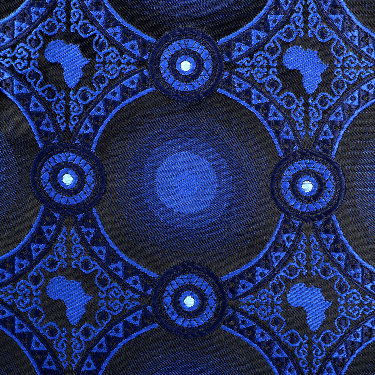 African Circle - Navy Men's Long Sleeve Jaquard Woven Formal Shirt