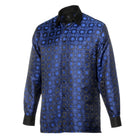 African Circle - Navy Men's Long Sleeve Jaquard Woven Formal Shirt
