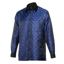 African Circle - Navy Men's Long Sleeve Jaquard Woven Formal Shirt