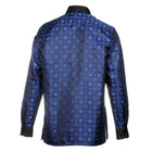African Circle - Navy Men's Long Sleeve Jaquard Woven Formal Shirt