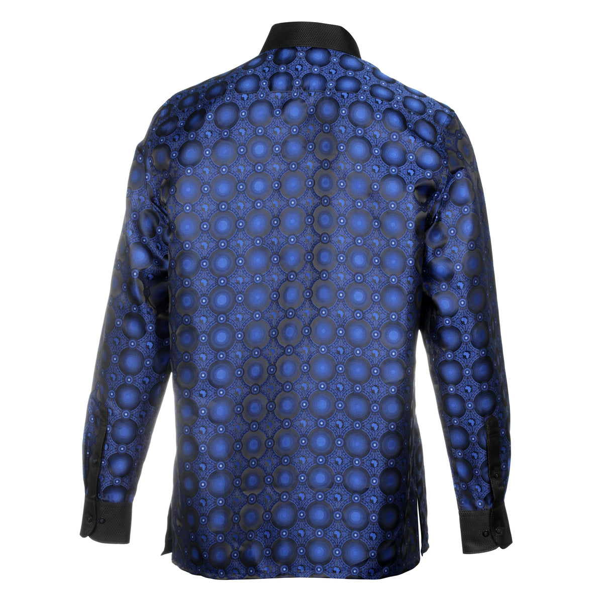 African Circle - Navy Men's Long Sleeve Jaquard Woven Formal Shirt