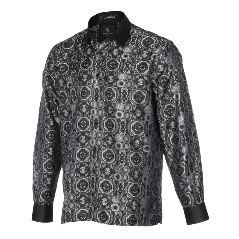 70% Silk Rich Heritage - Black Long Sleeve Men's Shirt