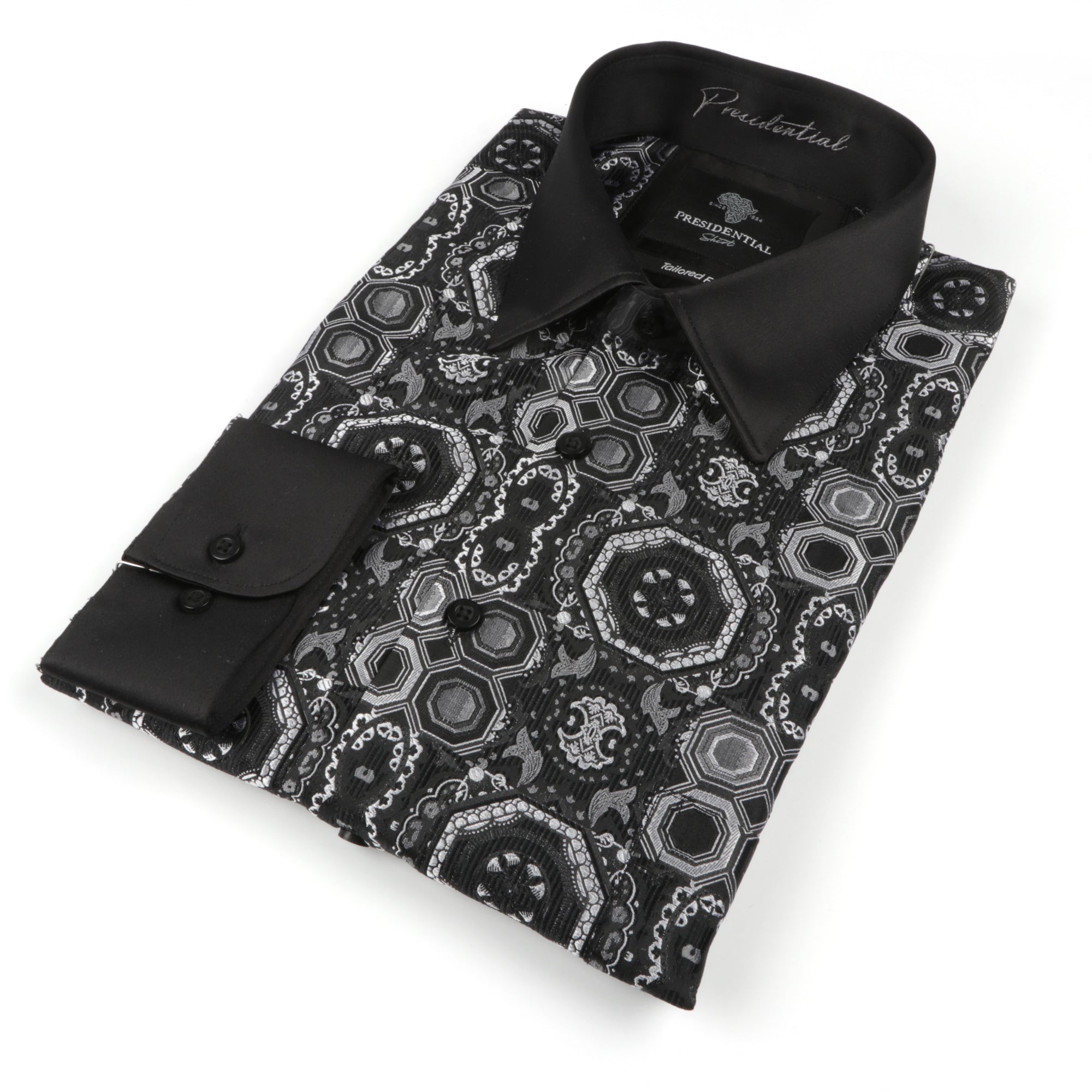 70% Silk Rich Heritage - Black Long Sleeve Men's Shirt
