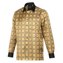 African Circle - Gold Men's Long Sleeve Jaquard Woven Formal Shirt