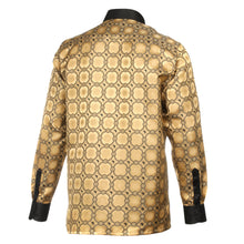 African Circle - Gold Men's Long Sleeve Jaquard Woven Formal Shirt