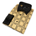 African Circle - Gold Men's Long Sleeve Jaquard Woven Formal Shirt