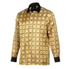 African Circle - Gold Men's Long Sleeve Jaquard Woven Formal Shirt