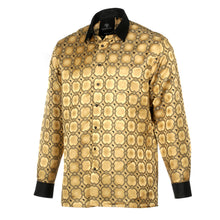 African Circle - Gold Men's Long Sleeve Jaquard Woven Formal Shirt