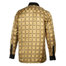 African Circle - Gold Men's Long Sleeve Jaquard Woven Formal Shirt