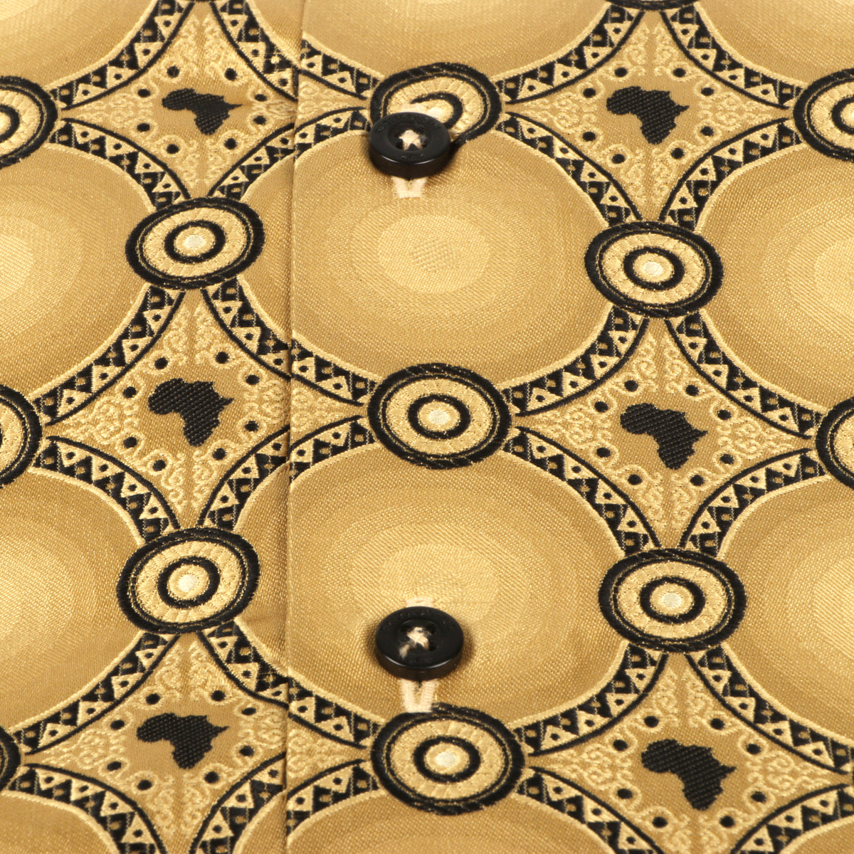 African Circle - Gold Men's Long Sleeve Jaquard Woven Formal Shirt