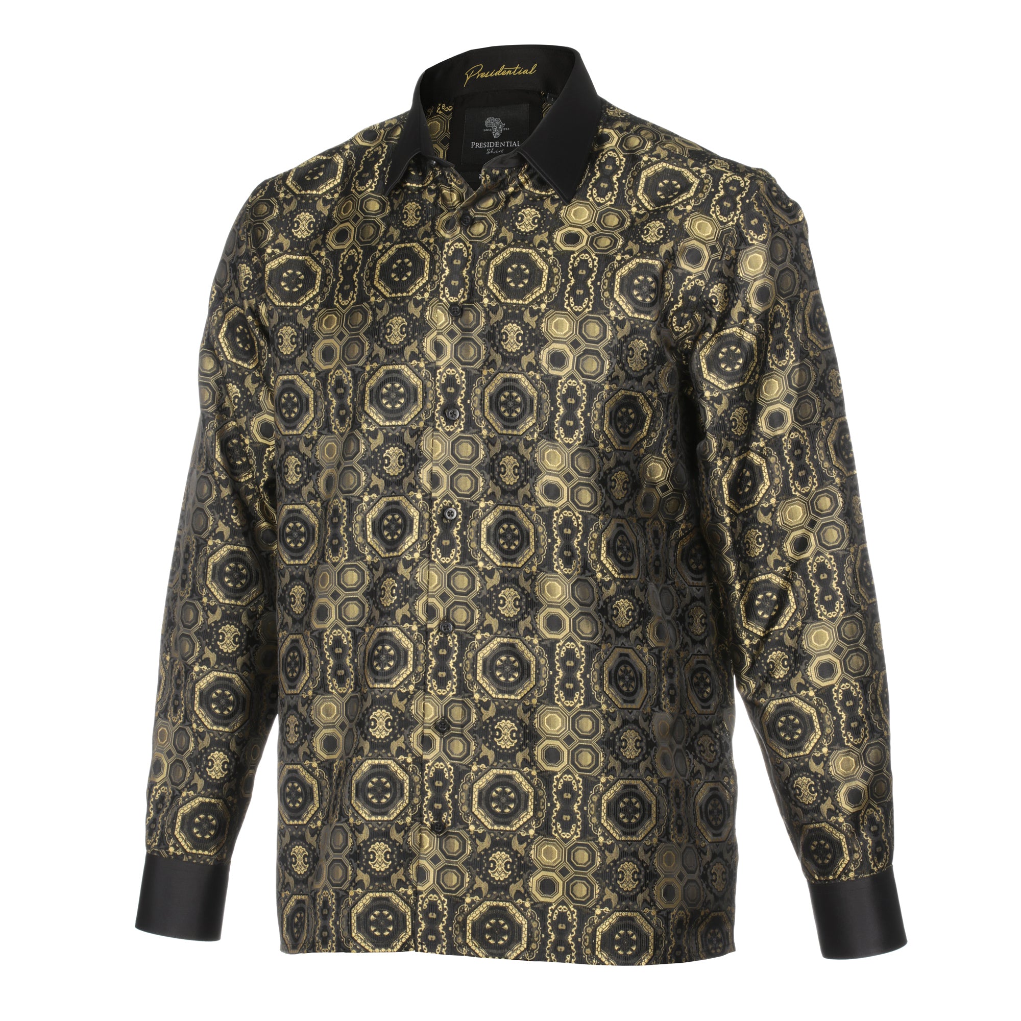 70% Silk Rich Heritage - Gold Long Sleeve Men's Shirt