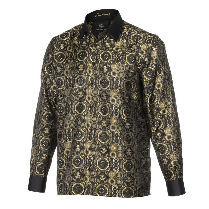 70% Silk Rich Heritage - Gold Long Sleeve Men's Shirt
