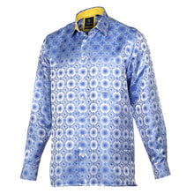 African Circle - Blue Men's Long Sleeve Jaquard Woven Formal Shirt
