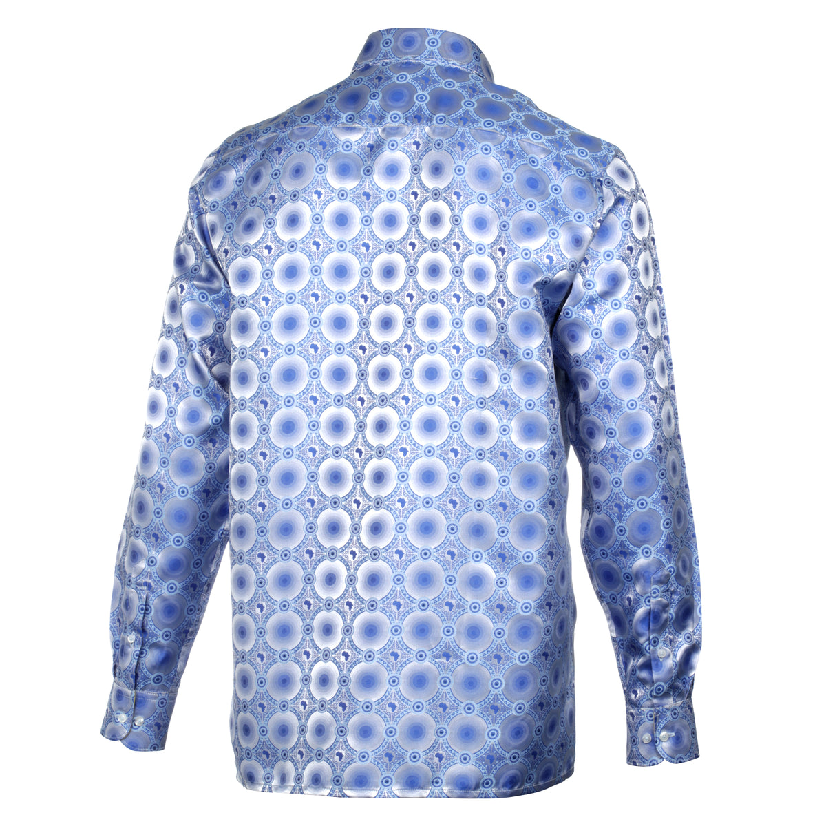African Circle - Blue Men's Long Sleeve Jaquard Woven Formal Shirt