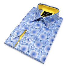 African Circle - Blue Men's Long Sleeve Jaquard Woven Formal Shirt