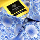 African Circle - Blue Men's Long Sleeve Jaquard Woven Formal Shirt