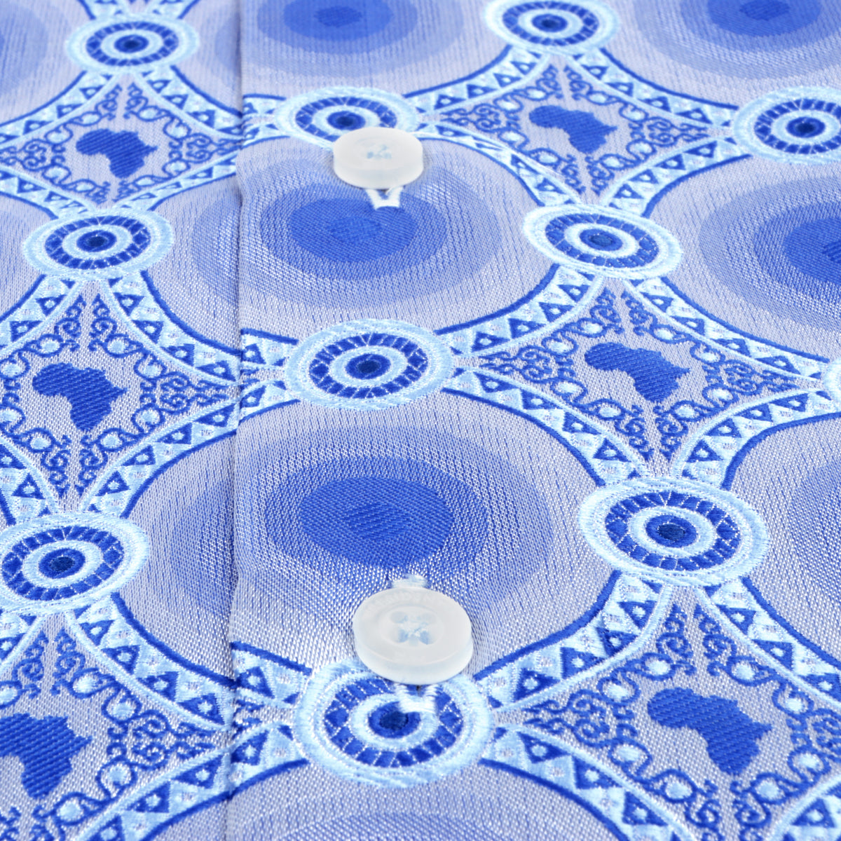 African Circle - Blue Men's Long Sleeve Jaquard Woven Formal Shirt
