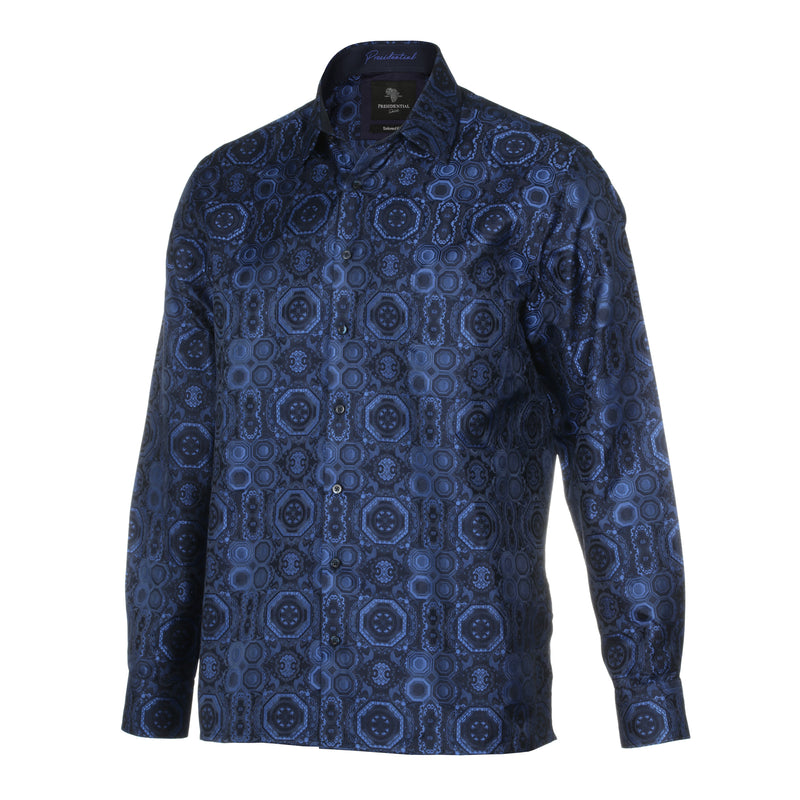 70% Silk Rich Heritage - Royal Blue Long Sleeve Men's Shirt