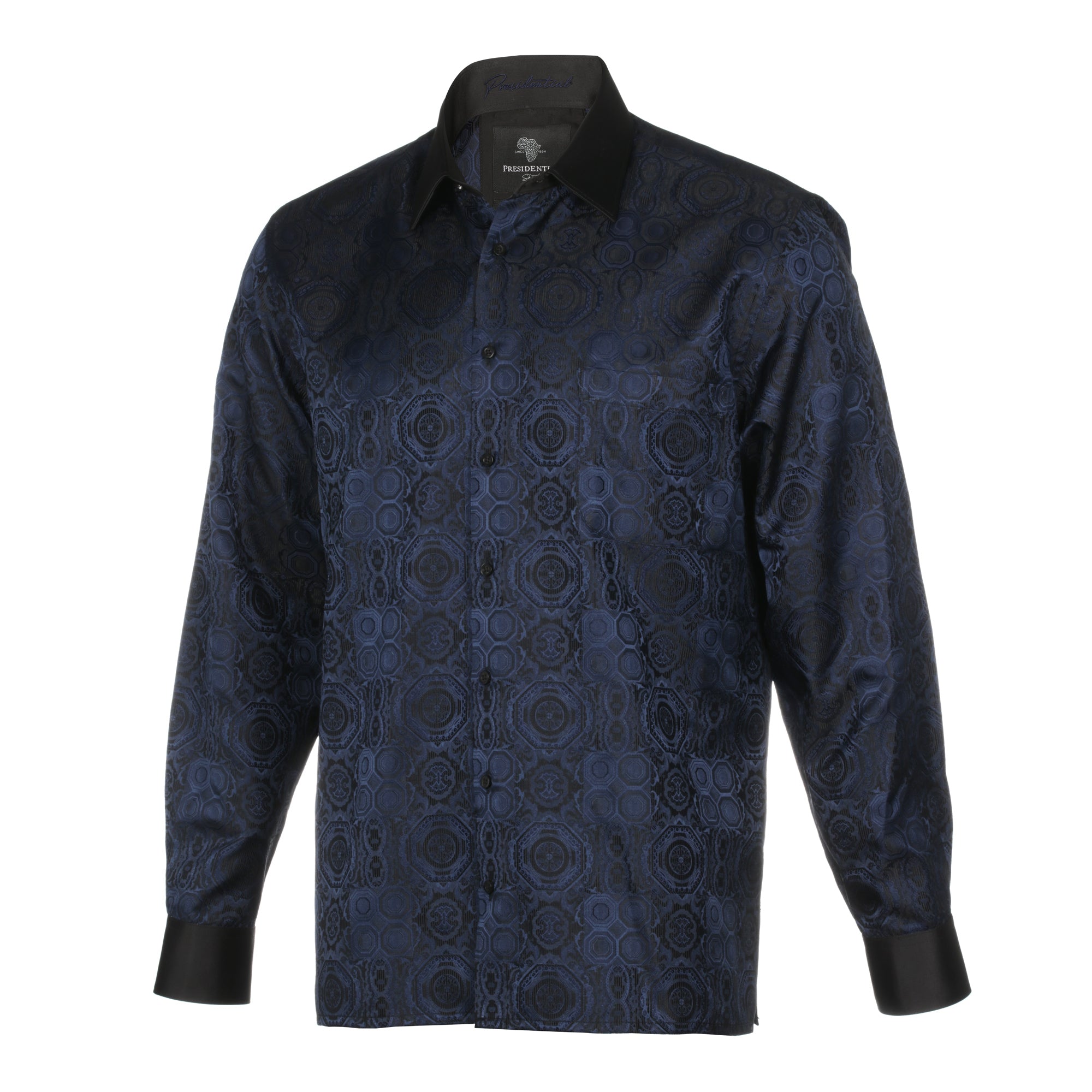 70% Silk Rich Heritage - Navy Long Sleeve Men's Shirt