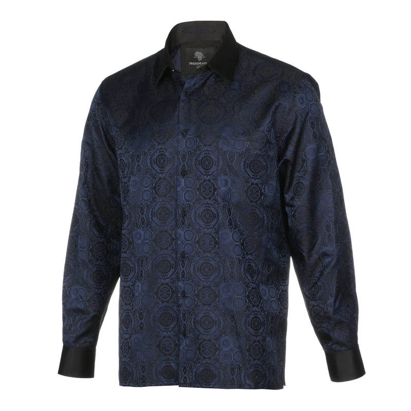 70% Silk Rich Heritage - Navy Long Sleeve Men's Shirt