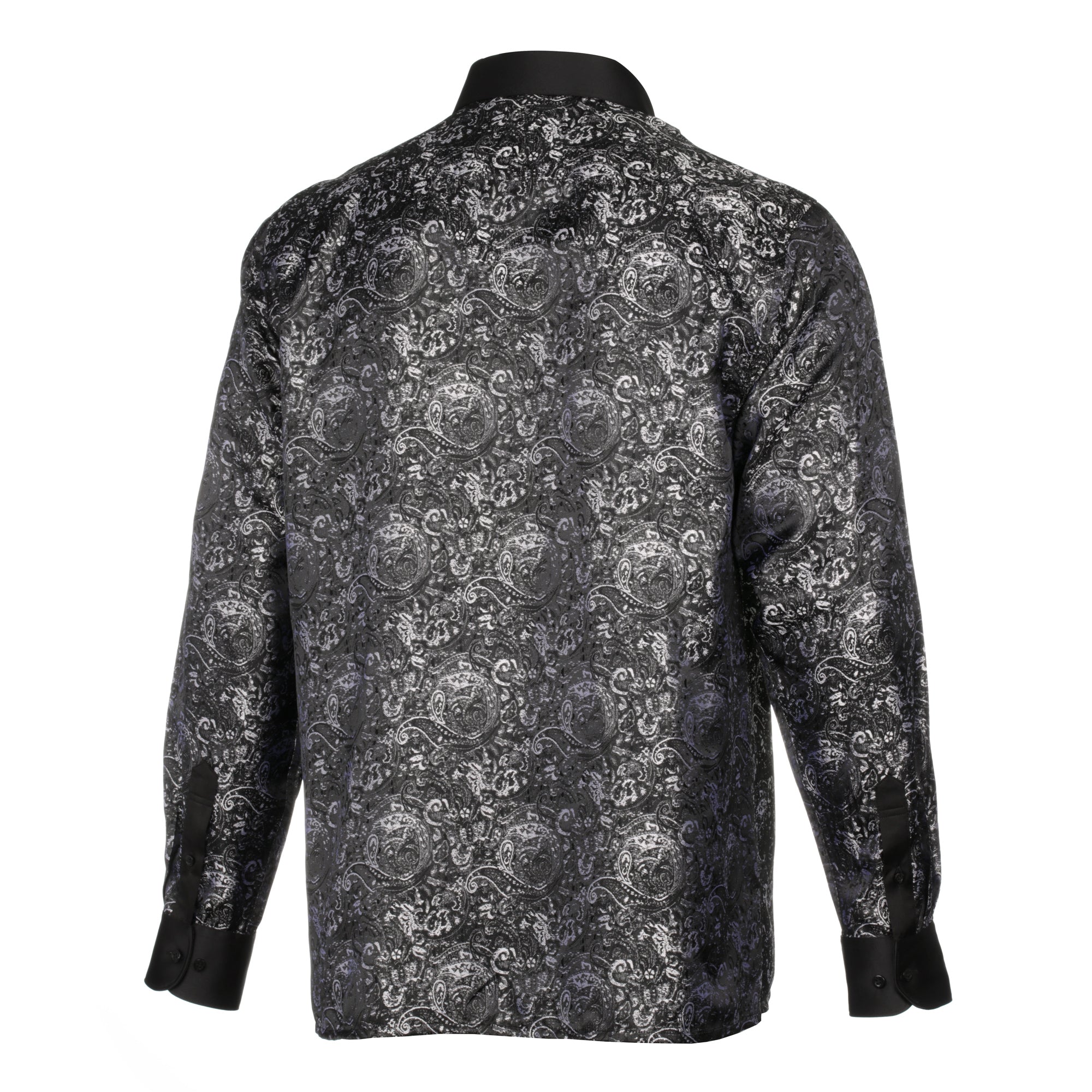 70% Imperial Silk Rich Paisely - Black Long Sleeve Men's Shirt