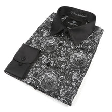 70% Imperial Silk Rich Paisely - Black Long Sleeve Men's Shirt