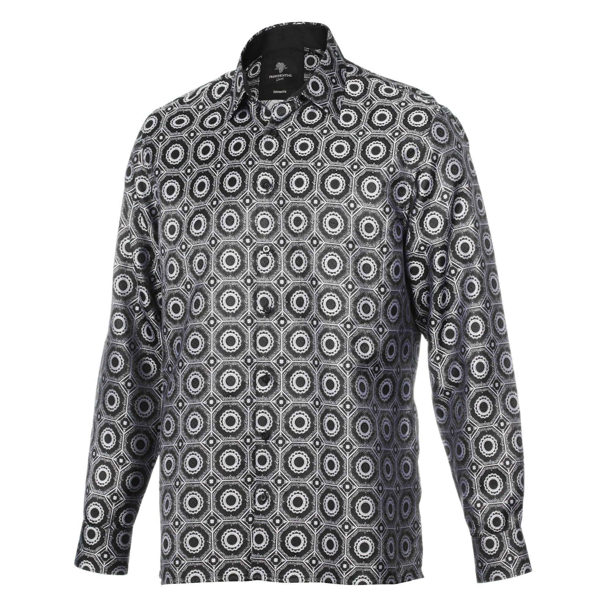 The Queen Gambit-Black Men's Jacquard Satin Luxury Formal Shirt