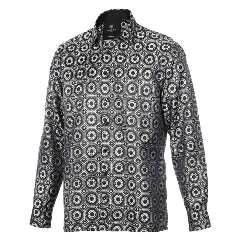 The Queen Gambit-Black Men's Jacquard Satin Luxury Formal Shirt