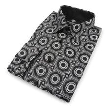 The Queen Gambit-Black Men's Jacquard Satin Luxury Formal Shirt